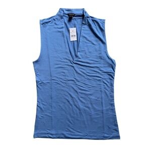 Ann Taylor Womens Blue Sleeveless Split Neck Shell Knit Top Small NWT 60846224